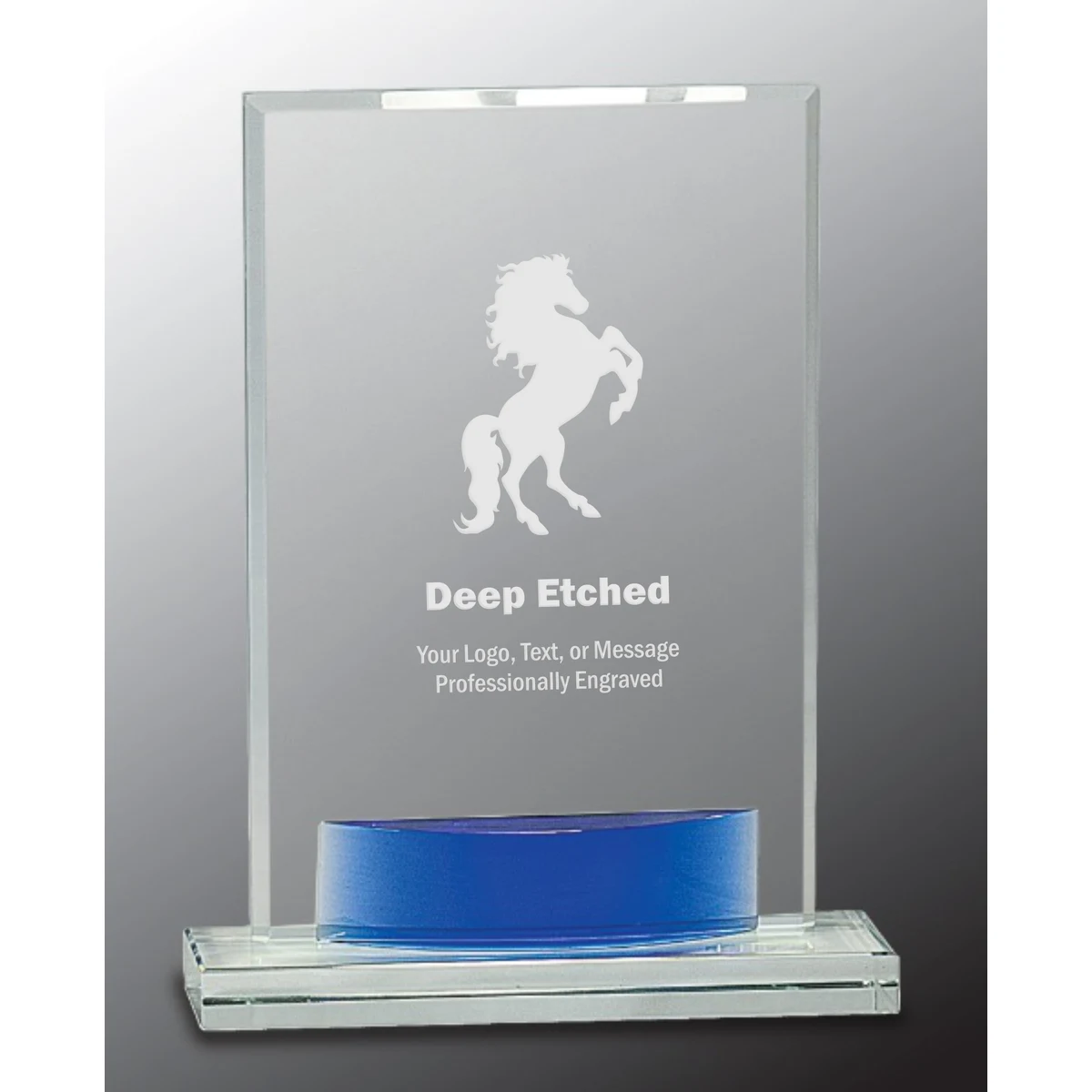 8 1/2" Crystal Rectangle with Blue Accent Award 1