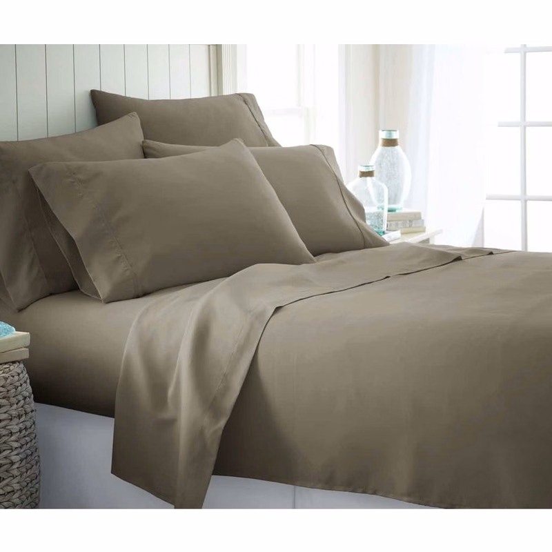 Microfiber Bed Sheets - Taupe Twin XL 4 Piece Set
