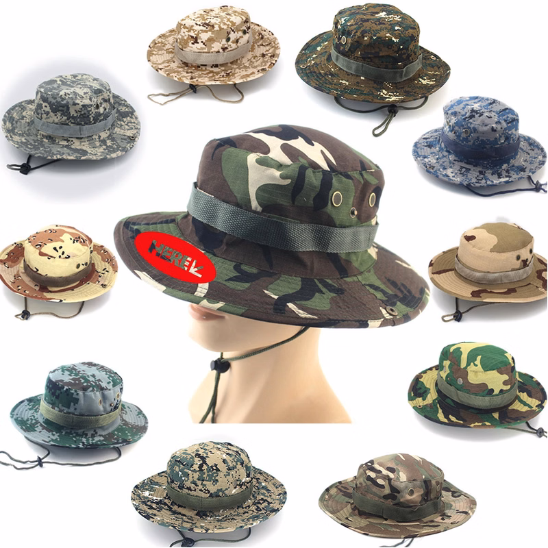 Camo Wide Brim Fisherman Bucket Hat With Neck Flap