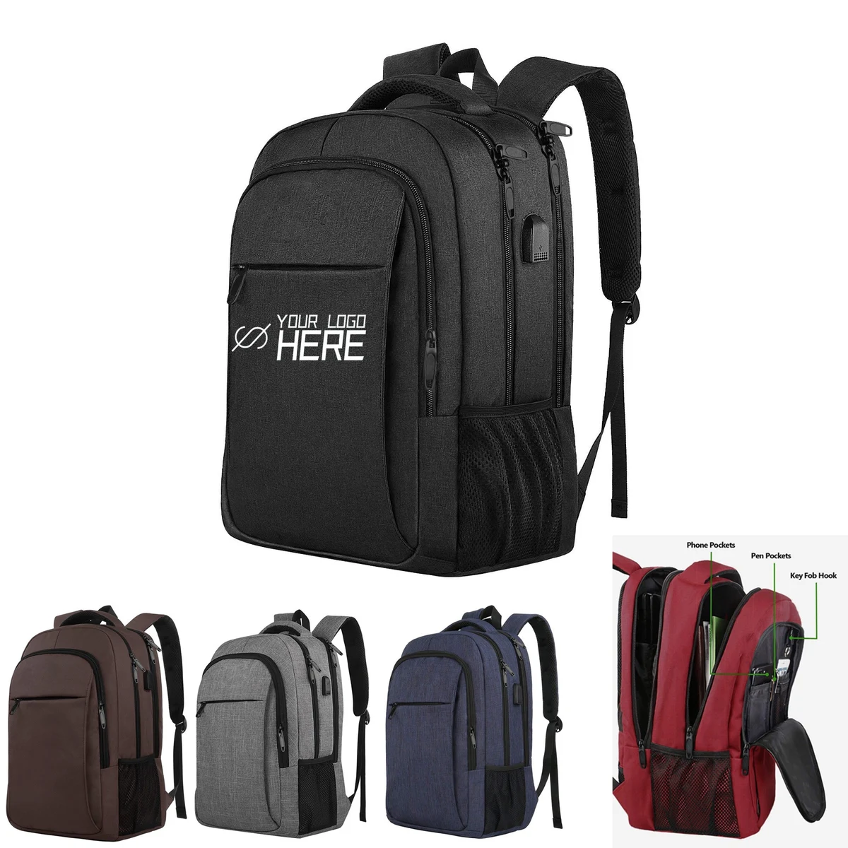 Business Sturdy Laptops Backpack with USB Charging Port 1