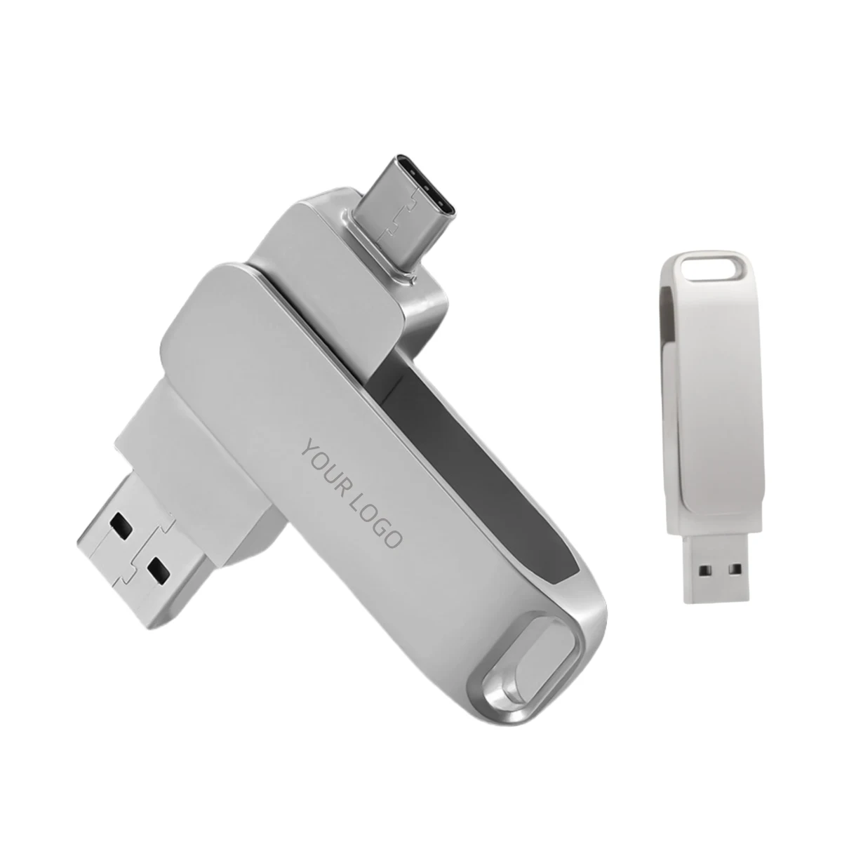 Metal 128GB Swivel Phone And Computer Dual-Use USB Flash Drive 1