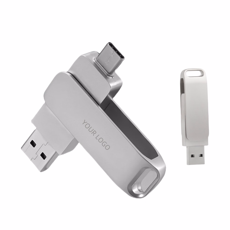 Metal 128GB Swivel Phone And Computer Dual-Use USB Flash Drive