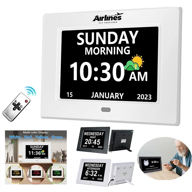 7" 3 Display Modes Large Font Alzheimer's Clock 1