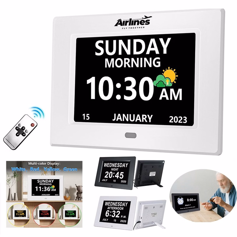 7" 3 Display Modes Large Font Alzheimer's Clock