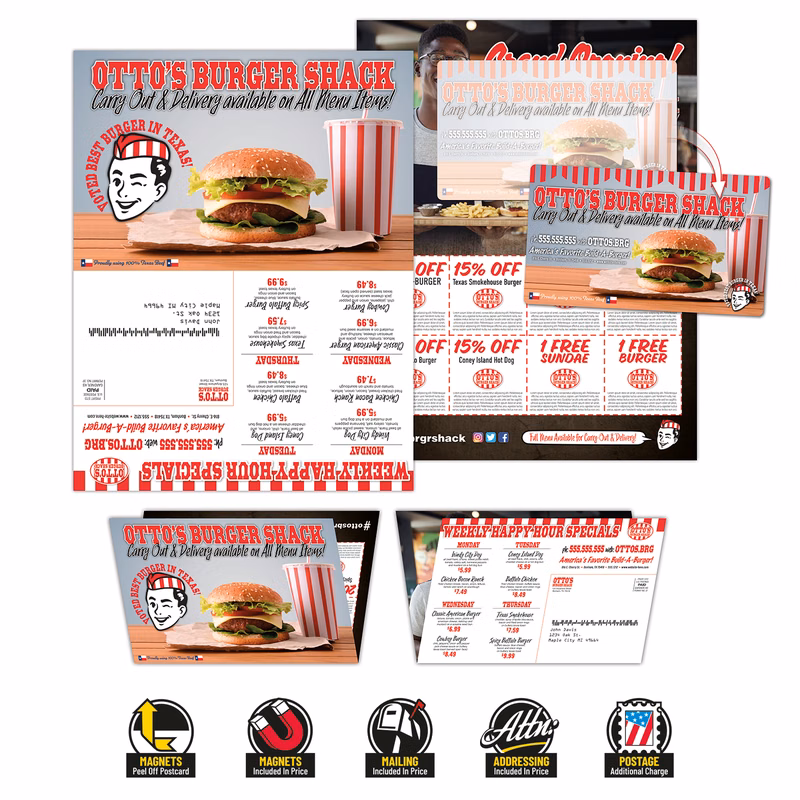 Standard Folded Postcard UV Coated - 10 pt. with 3.5x6 Magnet (20 mil.)