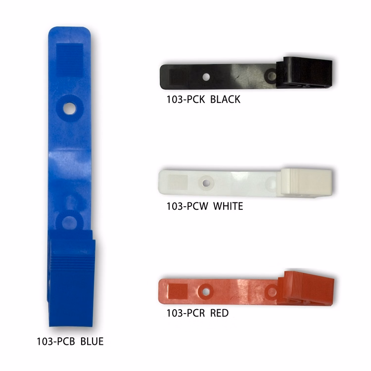 Metal-Free Plastic Strap Clips w/ Kurled Thumb Grip (3.125" - 80mm)