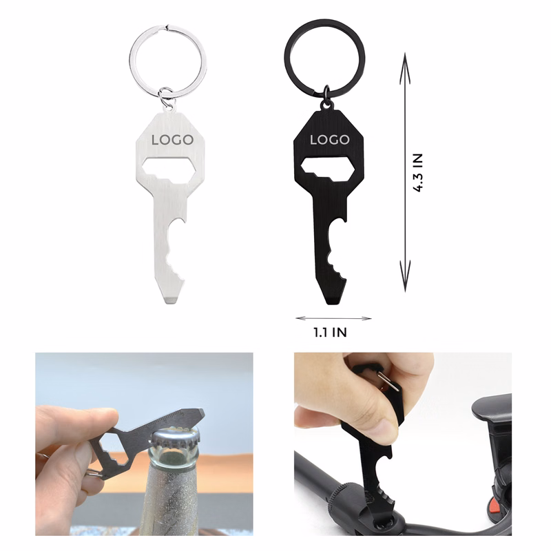 MOQ 10 PCS Versatile Stainless Steel Bottle Opener Keychain