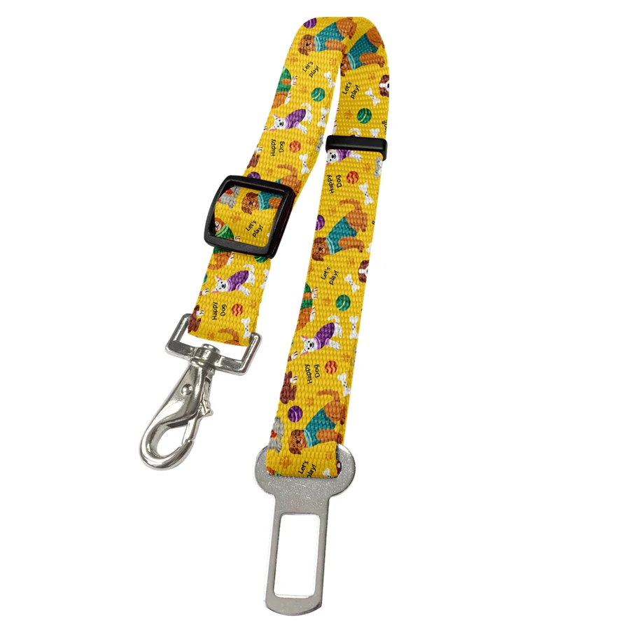 Screen Printed Seatbelt Leash with Adjustable Loop 1