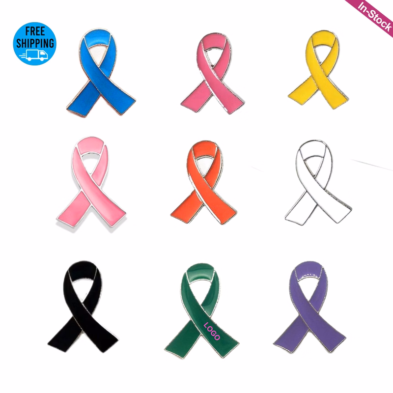Zinc Alloy Awareness Ribbon Lapel Pin