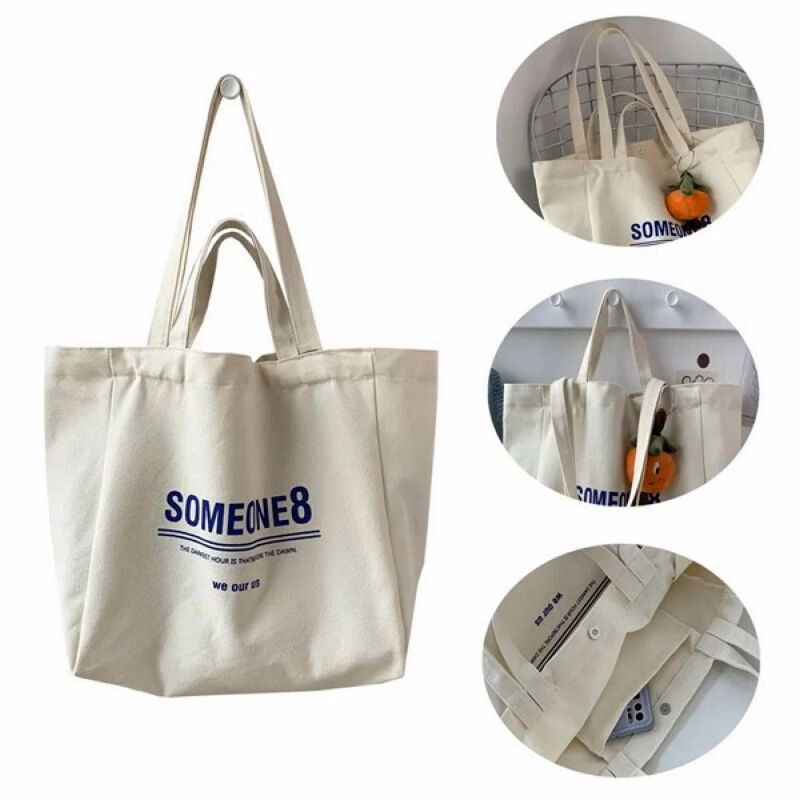 Canvas Grocery Bags XL with Long Shoulder Strap and Short Ha