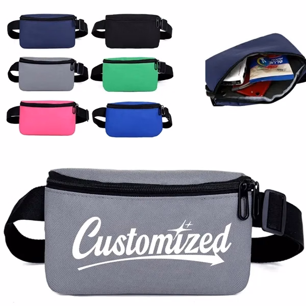 Custom Adjustable Sports Waist Bag with Zippered Pocket — Hands Free Organizer