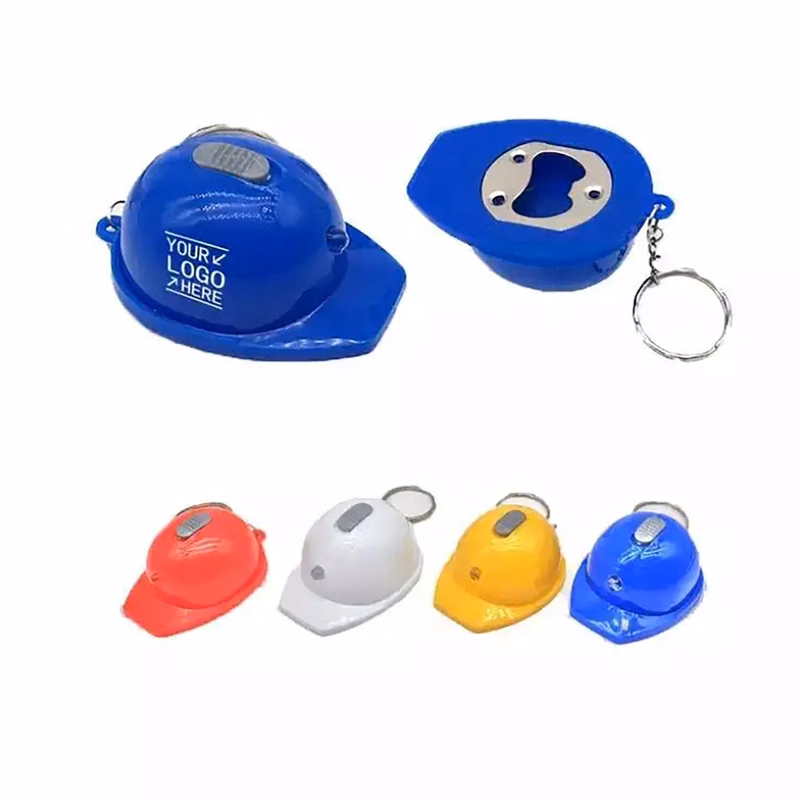 Mini Led Helmet Plastic Keychain Bottle Opener