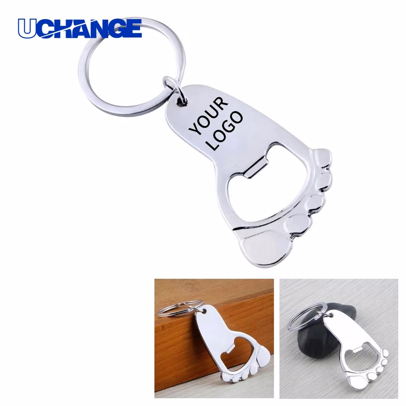 Zinc Alloy Foot Shaped Bottle Opener Keychain Tool