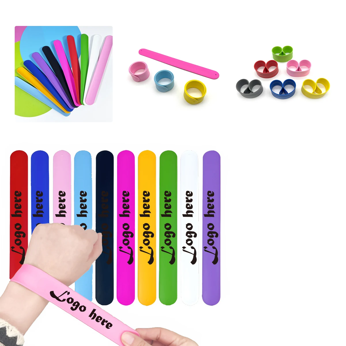 MOQ50 Custom Silicone Slap Bracelets For Promotions 1