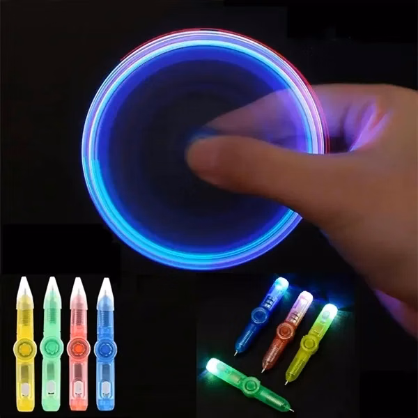 Custom LED Spinning Fidget Ballpoint Pen with Glow In Dark — Stress Relief Tech Promo