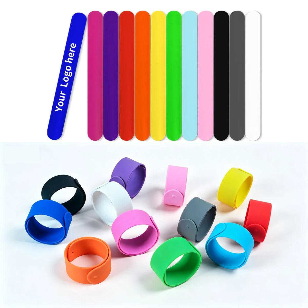 Reusable Silicone Slap Bracelet with Custom Logo 1
