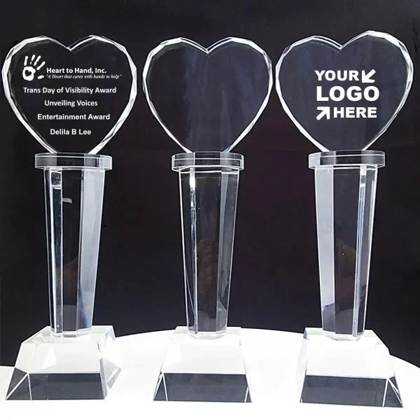 Optical Crystal Heart Shaped Tower Award 1