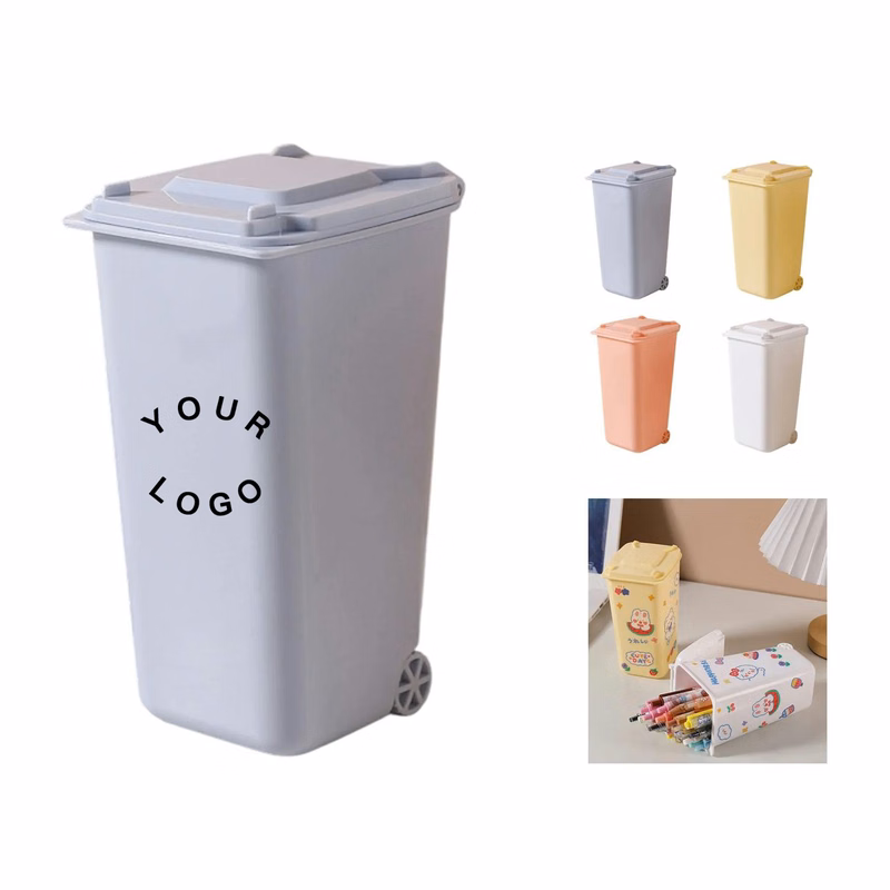 Mini Trash Can Pen Holder with Lid