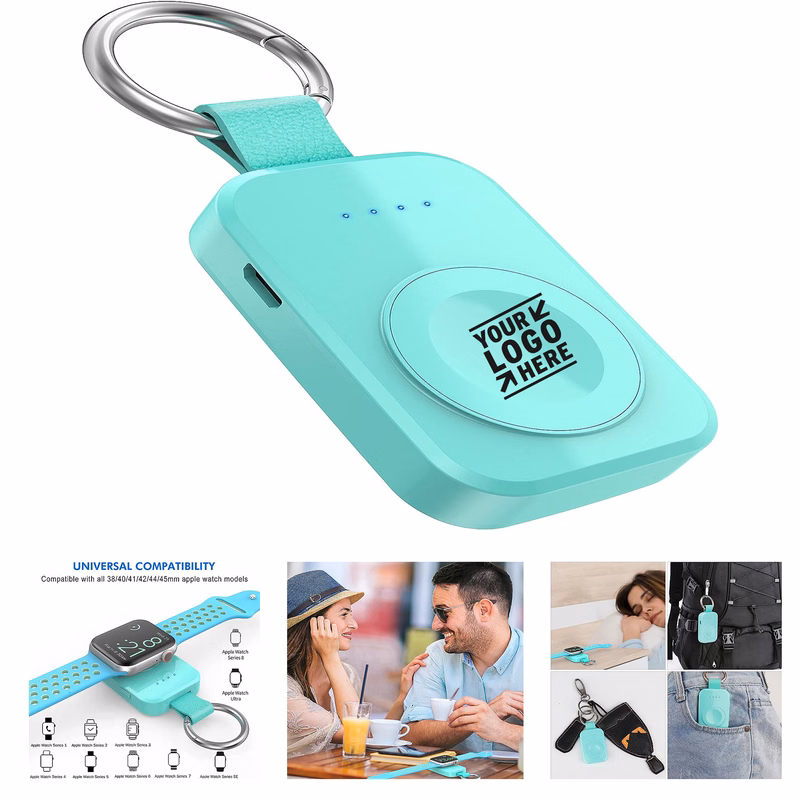 Compact Magnetic iWatch 1000mAh Portable Wireless Charger Power Bank with Keychain