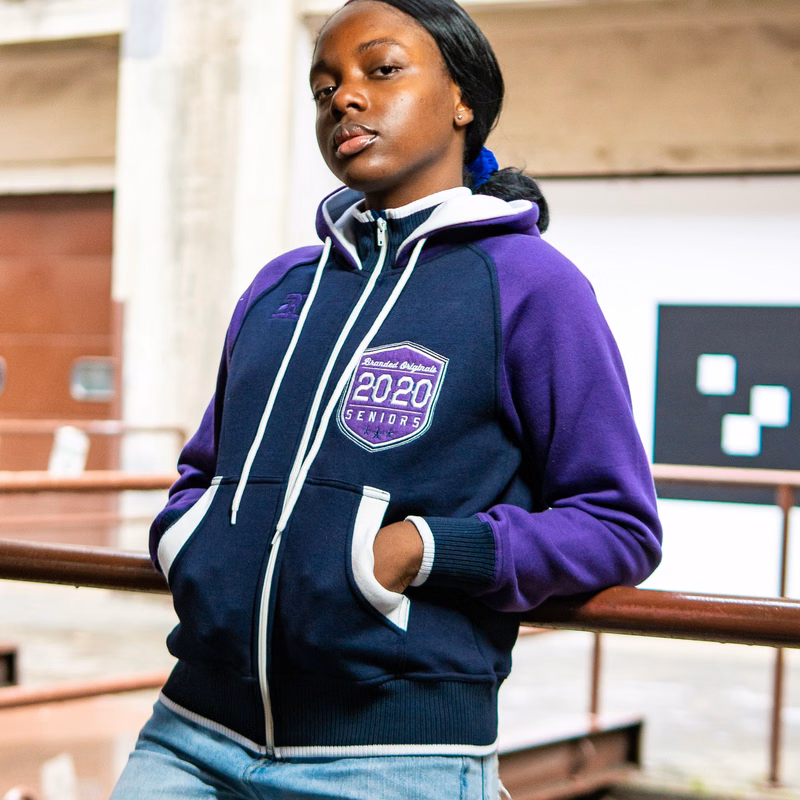 Custom Cotton Hoodie With Varsity Collar