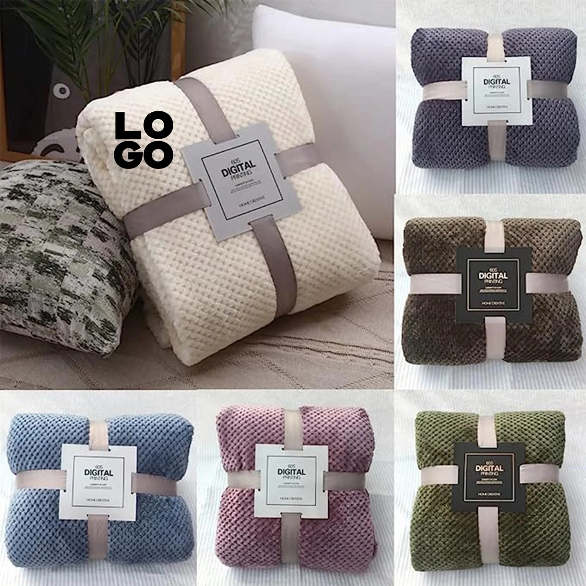Large Mesh Flannel Throw Blanket 1