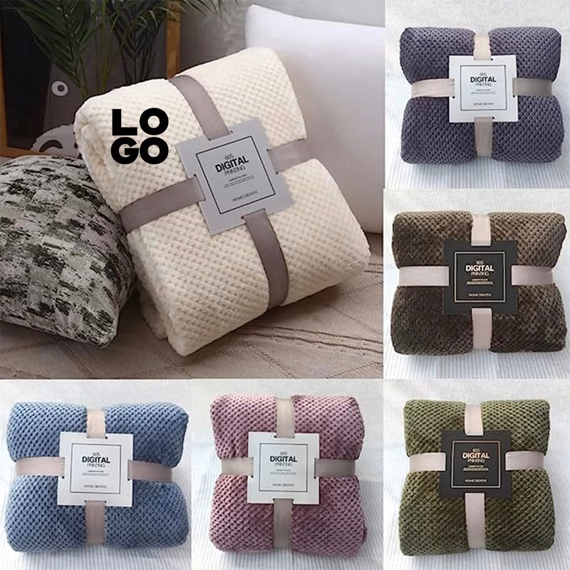 Large Mesh Flannel Throw Blanket