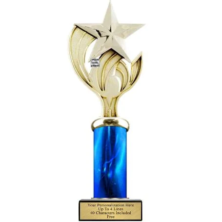 TROPH-EASE Trophy, 12" 1 column, Wood Base 1