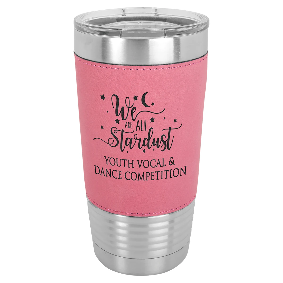 Polar Camel 20 oz. Pink Leatherette Tumbler with Clear Lid 1