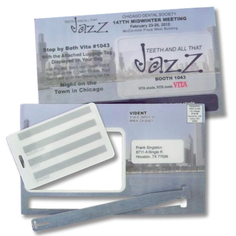 Mail Card with Built in Luggage Tag and Strap 1
