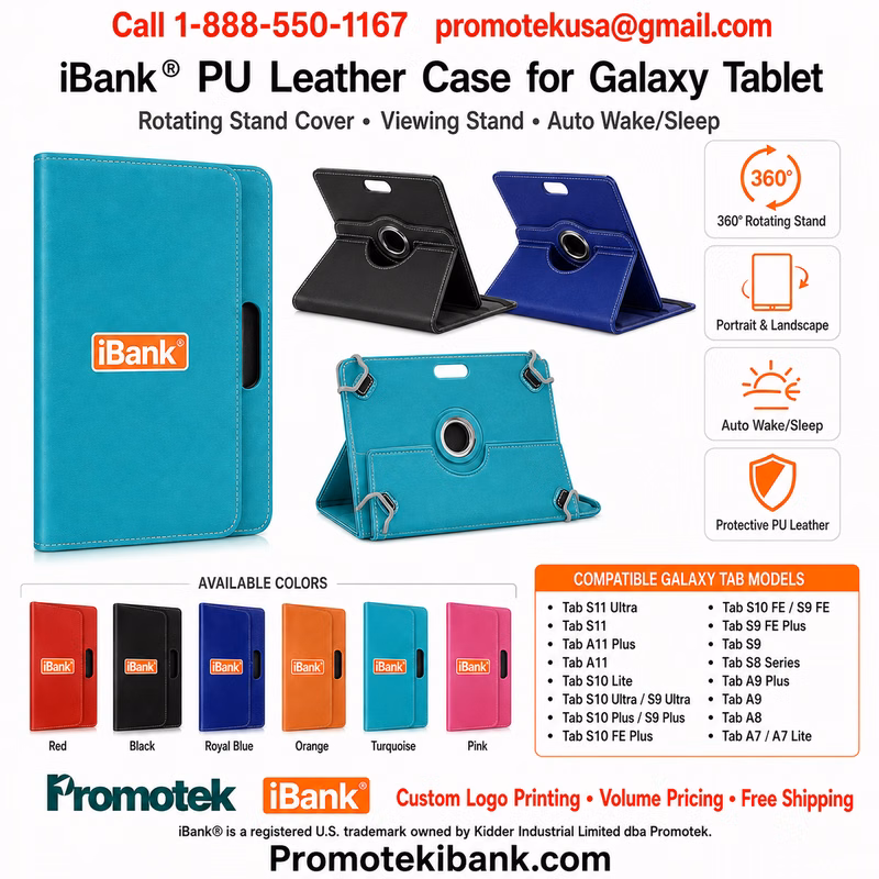 iBank® PU Leather Case for Galaxy Tablet, Rotating Stand Cover Viewing Stand Auto Wake/Sleep
