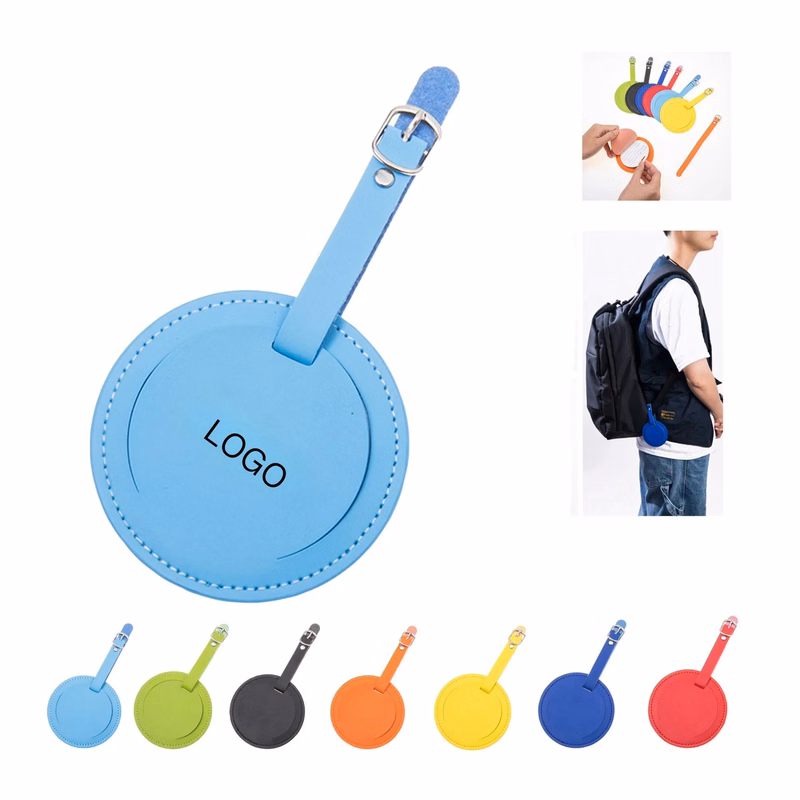 Round Leather Luggage Tag with Custom Logo
