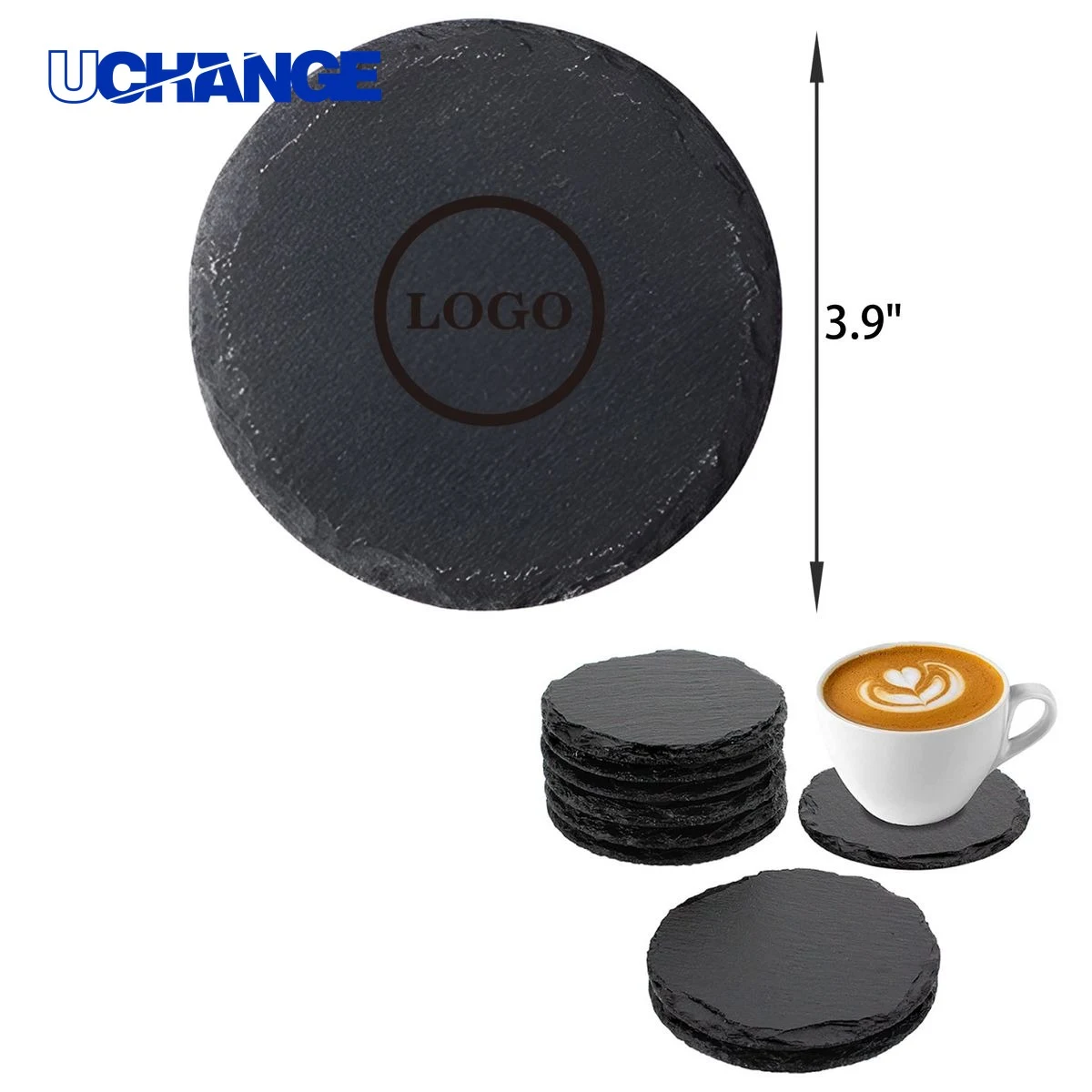 Heat Insulating Round Slate Coaster Mat 1