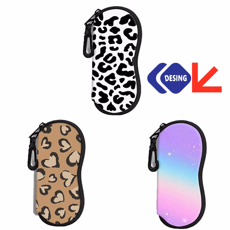 Full Color Glasses Case Zipper Wallet With Keychain