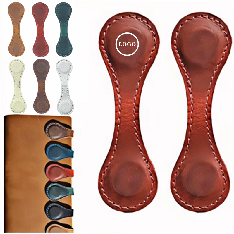 Elegant Magnetic Faux Leather Bookmark