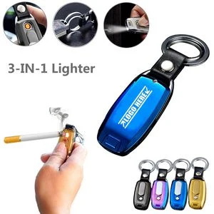 Portable Keychain Rechargeable LED Flashlight And Lighter 1