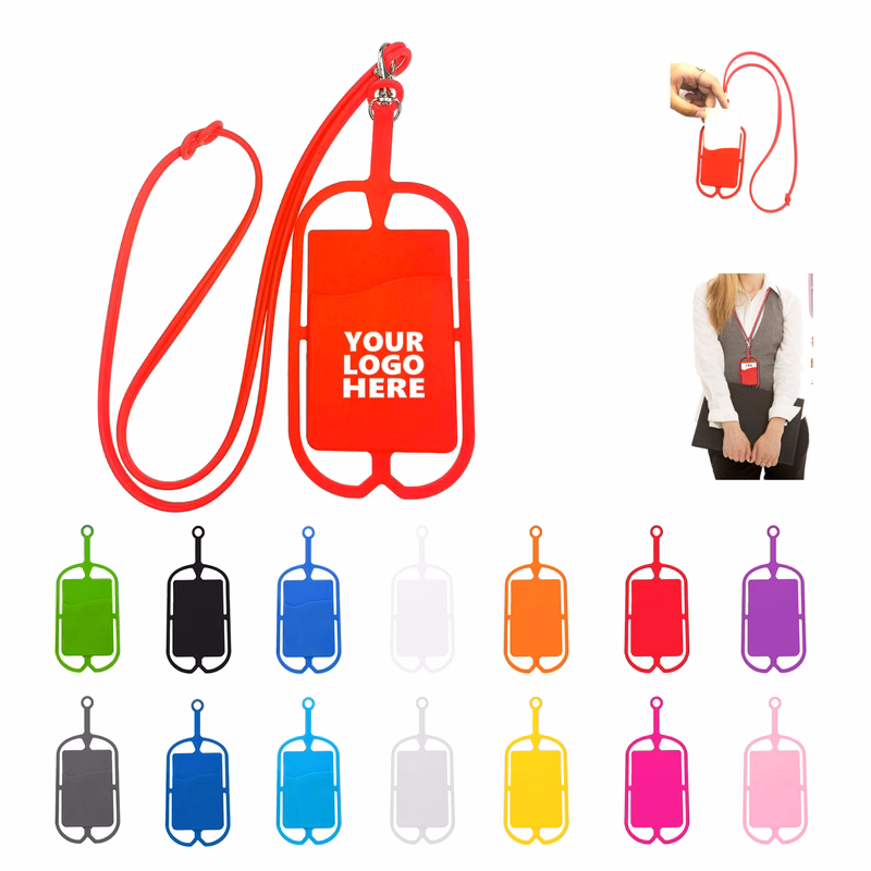 Multi-Functional Silicone Phone Case Cardholder With Lanyard