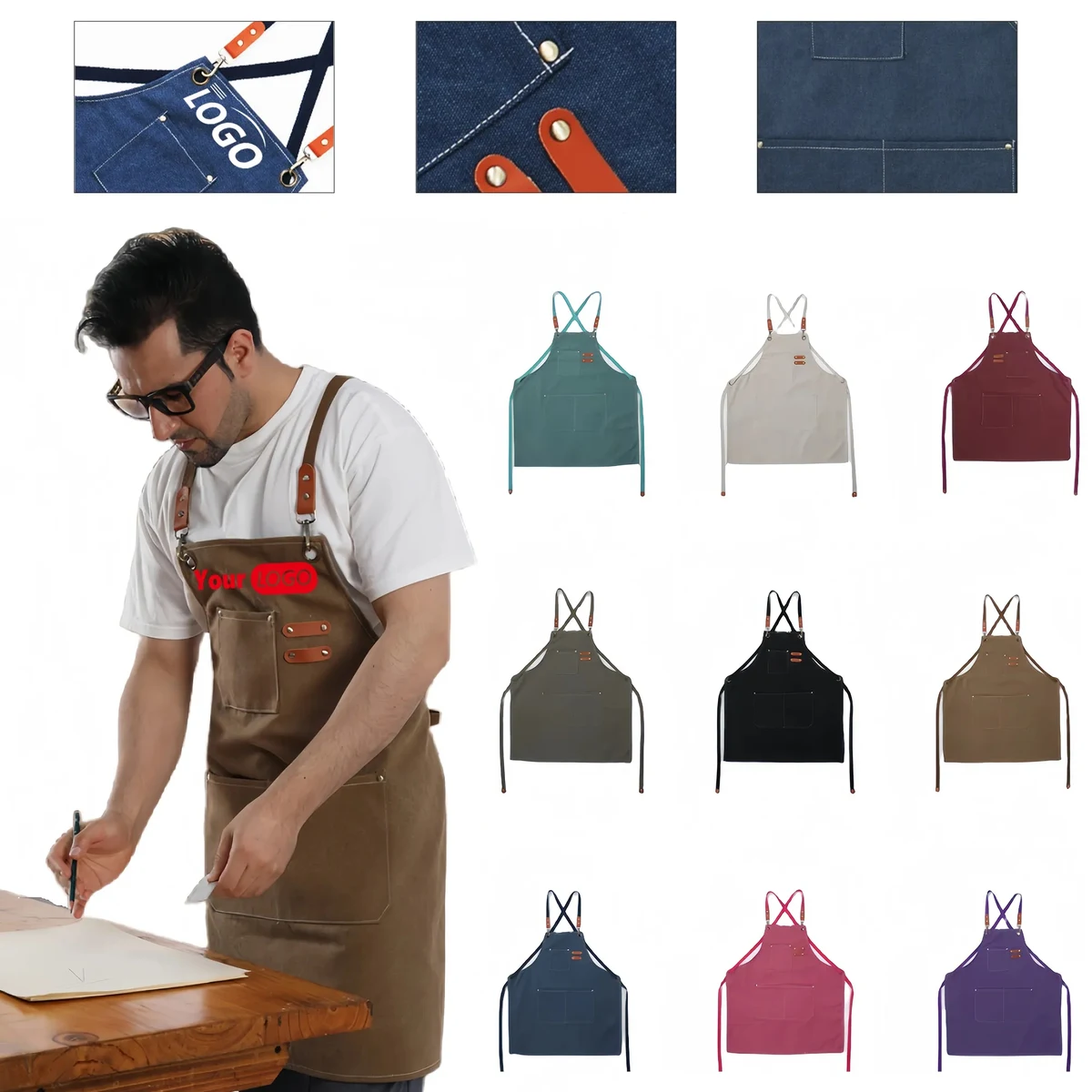 Canvas Apron Gardening, Coffee, Work Pinafore 1