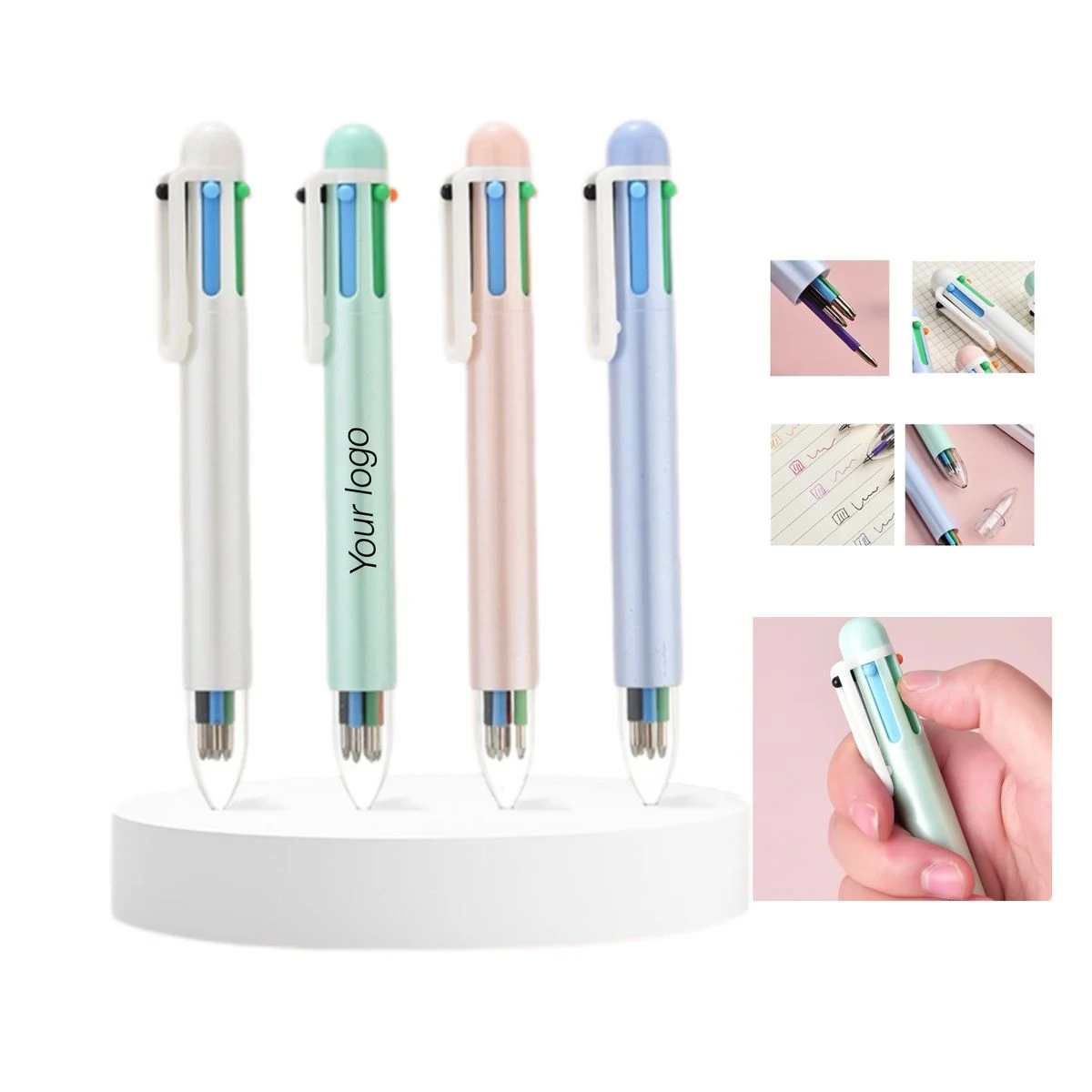 Six-Color Retractable Ballpoint Writing Pen, custom pen with logo imprint 1