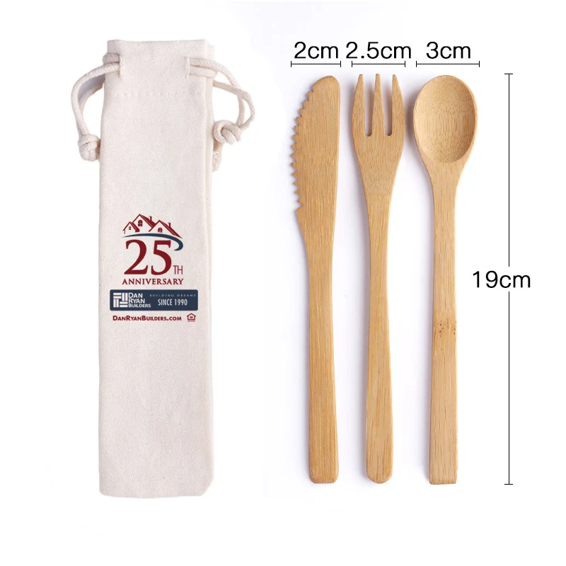 3Pcs Reusable Bamboo Utensils Cutlery Set 1