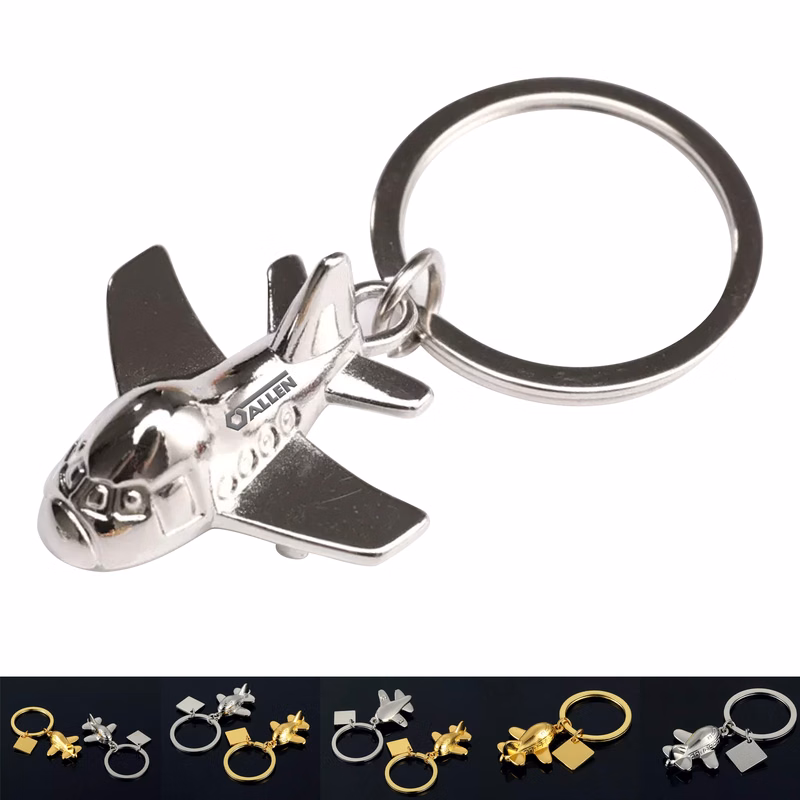 Aircraft Shaped Metal Keychain