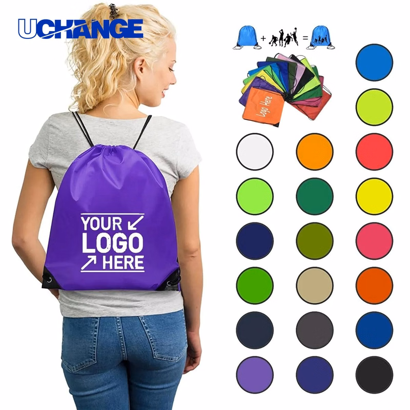 Polyester Drawstring Backpack Lightweight Sports Carry