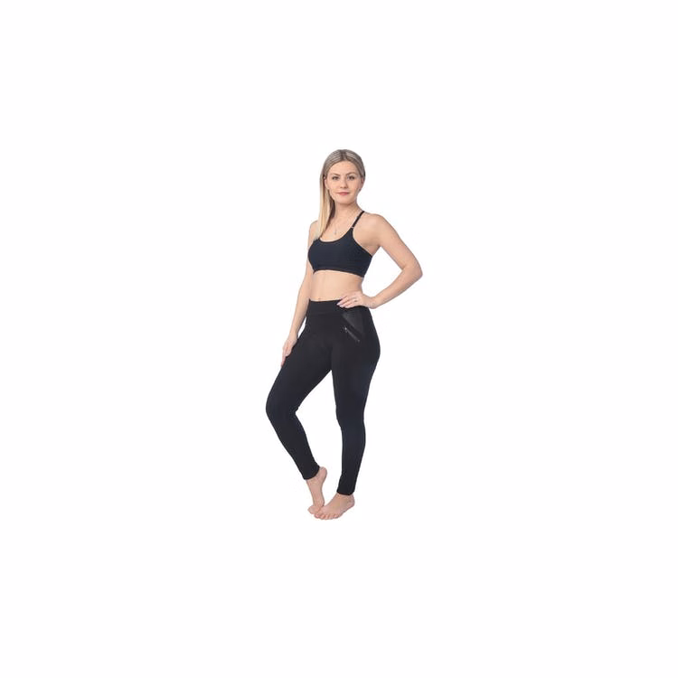 Women's High Waist Sport Leggings - Black Side Zippered Pocket XL