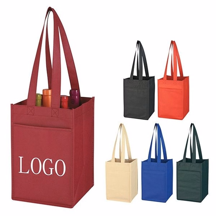 Non-Woven 4 Bottle Wine Tote Bag