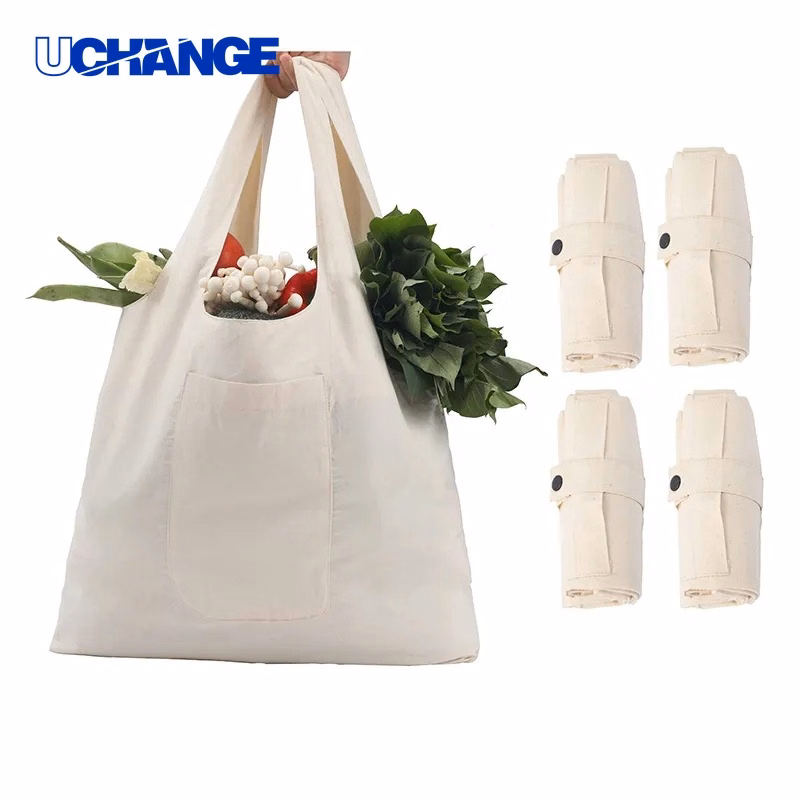 Folding Cotton Canvas Large-Capacity Grocery Handbag