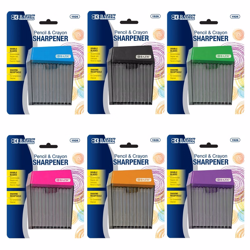 Pencil Sharpener - Dual Blades Shavings Receptacle