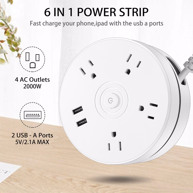 USB Port Electrical Outlet Extension USA Power Strip