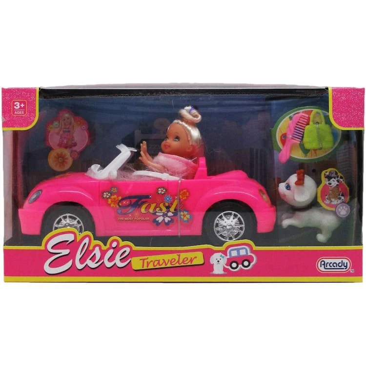Elsie Traveler Dolls with Car and Accessories 4" - Assorted 1