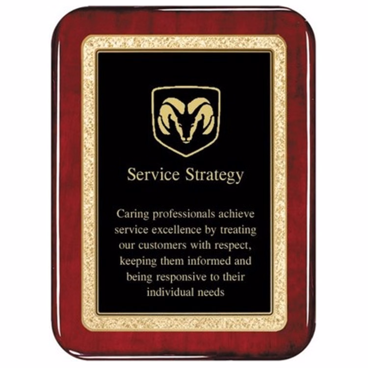 Rosewood Radius Plaque Solid Brass Engraving Plate 8" x10" Award