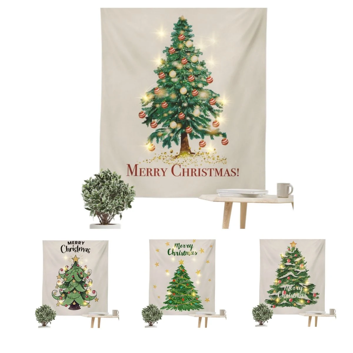 Custom Christmas Tree Tapestry with Lights 1