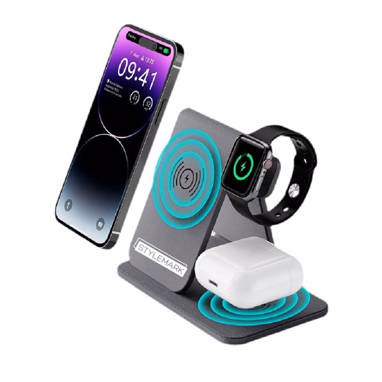 3 in 1 Leather Wireless Charging Station